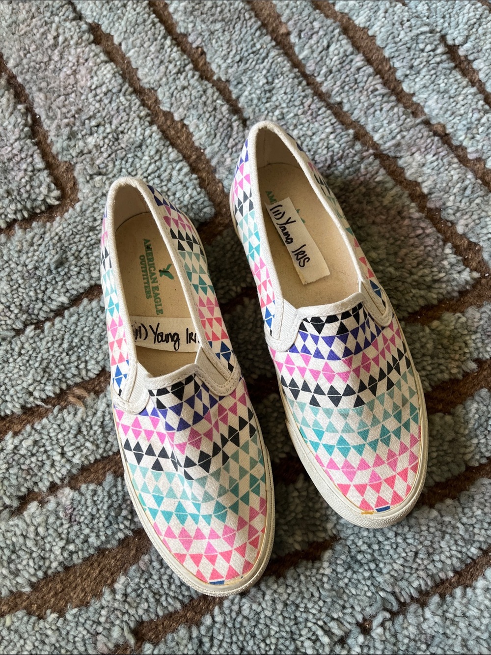 Slip-On Canvas Flats in Pink, Teal, Black & Cream
